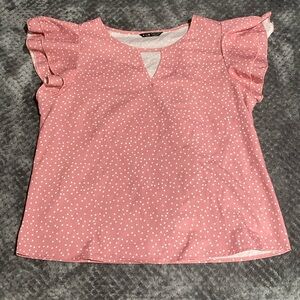 Pink polka-dot blouse